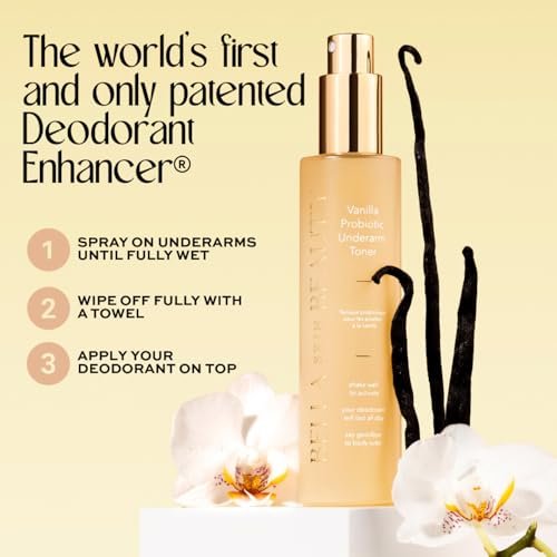 Bella Skin Beauty Deodorant Enhancer Probiotic Underarm Toner - Vanilla - Patented Pre-Deodorant Spray, 1.9 Fl Oz Avelisse