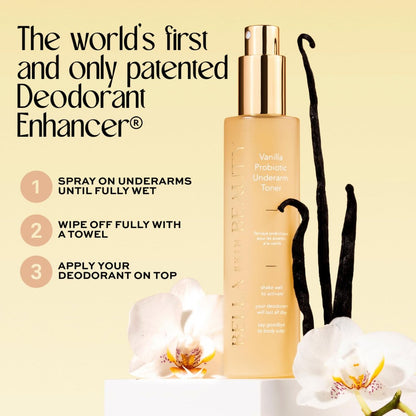 Bella Skin Beauty Deodorant Enhancer Probiotic Underarm Toner - Vanilla - Patented Pre-Deodorant Spray, 1.9 Fl Oz Avelisse