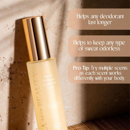 Bella Skin Beauty Deodorant Enhancer Probiotic Underarm Toner - Vanilla - Patented Pre-Deodorant Spray, 1.9 Fl Oz Avelisse