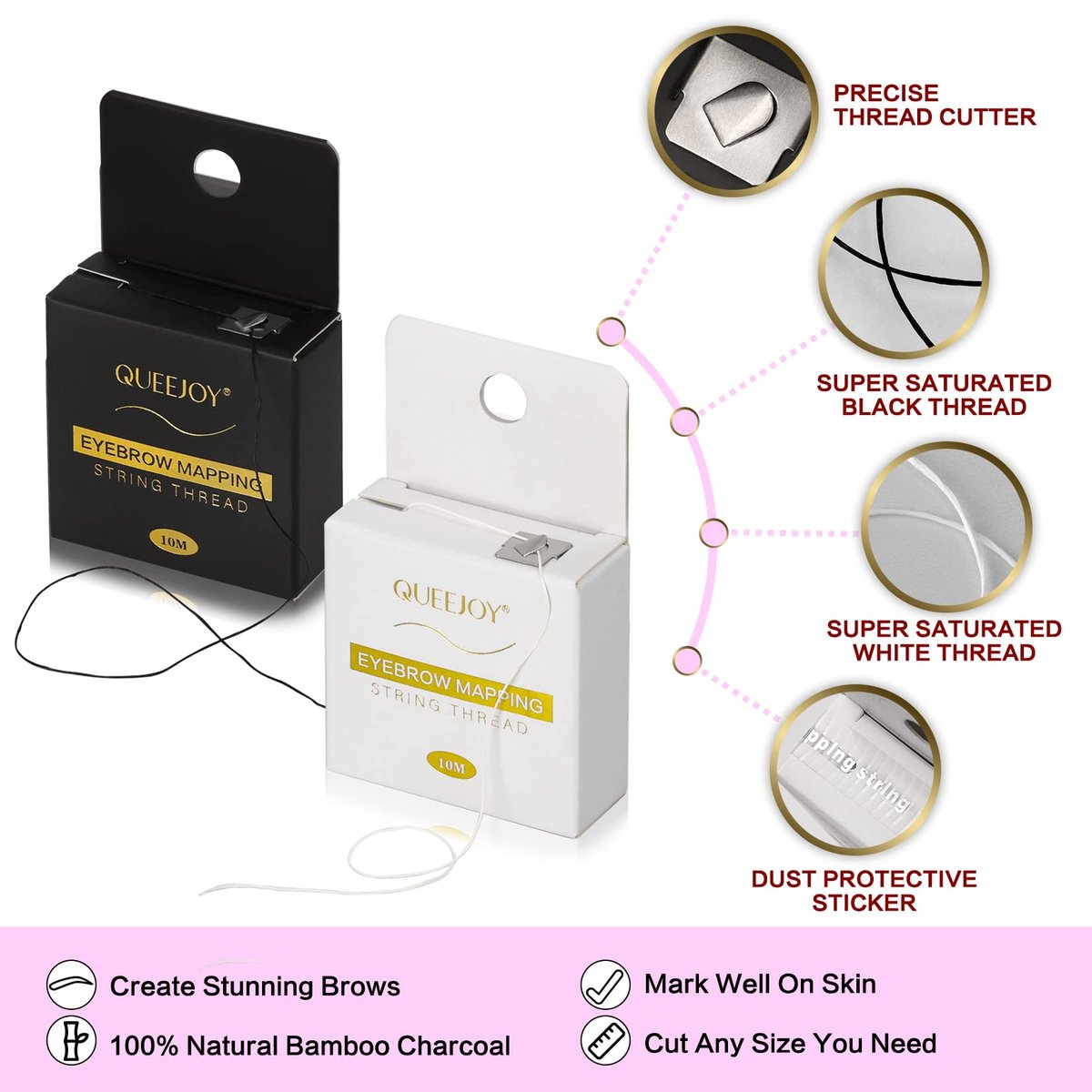 QUEEJOY Brow Mapping Kit – Complete Eyebrow Shaping Set with String, Ruler Stickers, Concealer, Brushes, Razor, and Sharpener Avelisse