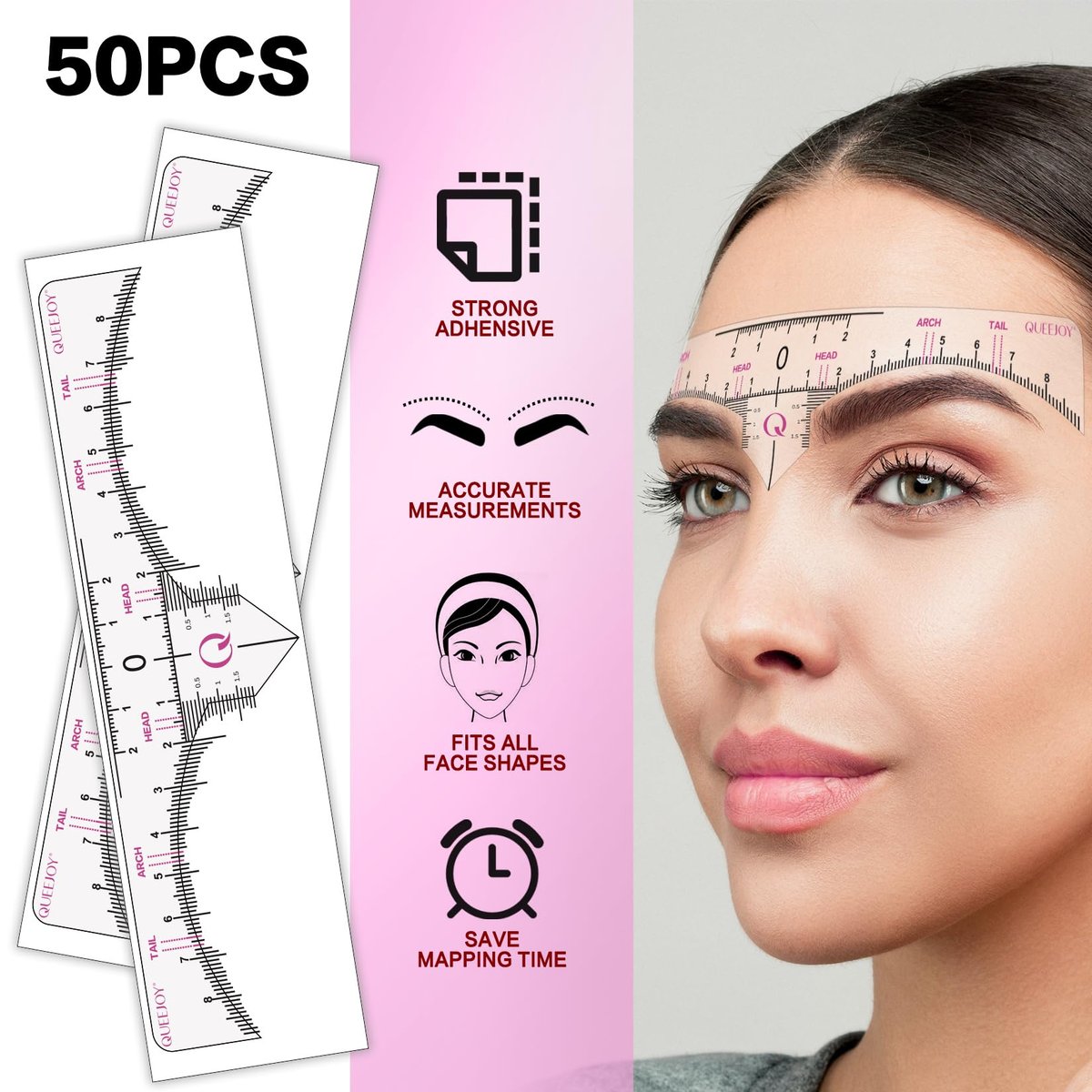 QUEEJOY Brow Mapping Kit – Complete Eyebrow Shaping Set with String, Ruler Stickers, Concealer, Brushes, Razor, and Sharpener Avelisse