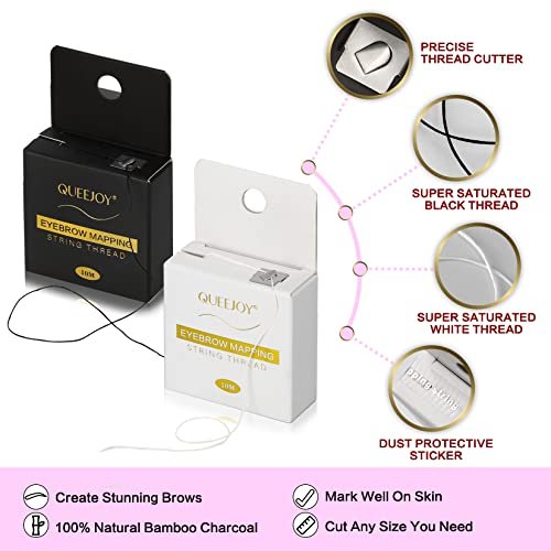 QUEEJOY Brow Mapping Kit – Complete Eyebrow Shaping Set with String, Ruler Stickers, Concealer, Brushes, Razor, and Sharpener Avelisse