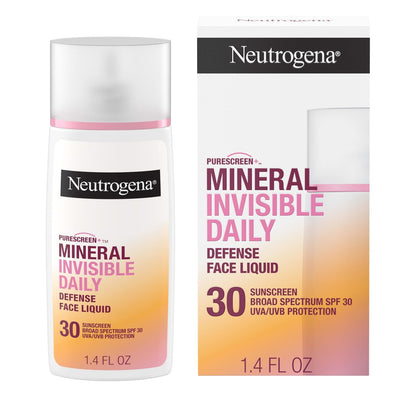Neutrogena Purescreen+ Invisible Daily Defense Mineral Sunscreen SPF 30 for Face, Fragrance-Free, 1.4 oz Avelisse