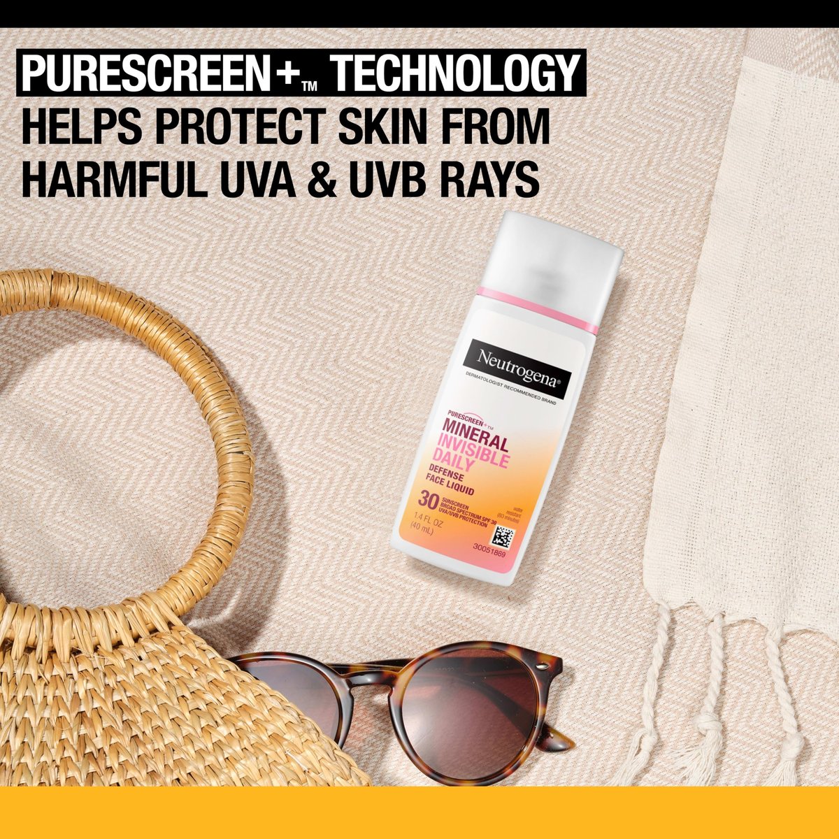 Neutrogena Purescreen+ Invisible Daily Defense Mineral Sunscreen SPF 30 for Face, Fragrance-Free, 1.4 oz Avelisse