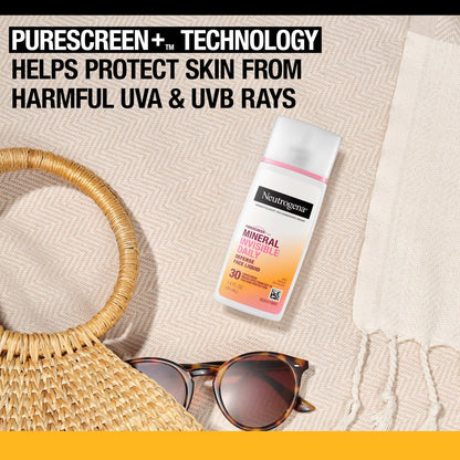 Neutrogena Purescreen+ Invisible Daily Defense Mineral Sunscreen SPF 30 for Face, Fragrance-Free, 1.4 oz Avelisse