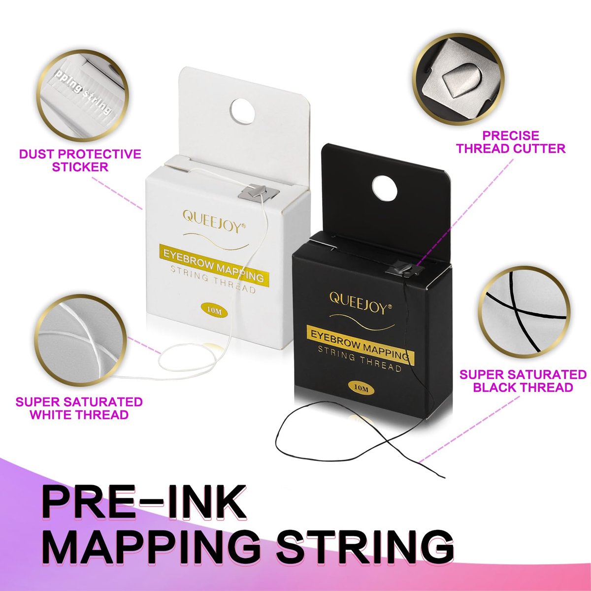 QUEEJOY Eyebrow Mapping Kit - Brow String, Stencils, Paste, Brushes & Tools for Perfect Brows - görsel 3