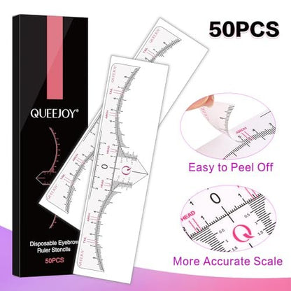 QUEEJOY Eyebrow Mapping Kit - Brow String, Stencils, Paste, Brushes & Tools for Perfect Brows