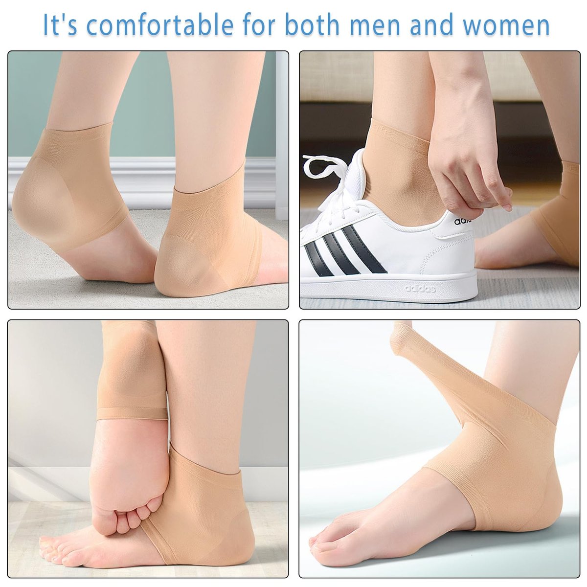 Moisturizing Socks for Women Overnight - 2 Pairs Heel Socks with Gel Inserts for Dry Cracked Feet Sleep - görsel 11