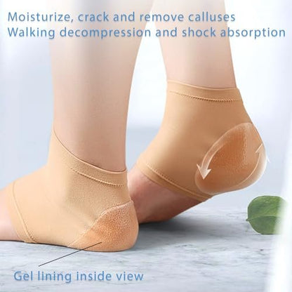 Moisturizing Socks for Women Overnight - 2 Pairs Heel Socks with Gel Inserts for Dry Cracked Feet Sleep