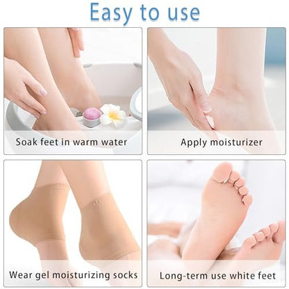 Moisturizing Socks for Women Overnight - 2 Pairs Heel Socks with Gel Inserts for Dry Cracked Feet Sleep