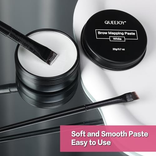 QUEEJOY 20g White Brow Mapping Paste & 2pcs Eyebrow Brush Set – Brow Contour & Lip Shape Positioning Tool for Flawless Eyebrows and Lips - görsel 12