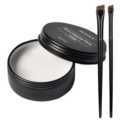QUEEJOY 20g White Brow Mapping Paste & 2pcs Eyebrow Brush Set – Brow Contour & Lip Shape Positioning Tool for Flawless Eyebrows and Lips