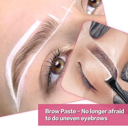 QUEEJOY 20g White Brow Mapping Paste & 2pcs Eyebrow Brush Set – Brow Contour & Lip Shape Positioning Tool for Flawless Eyebrows and Lips
