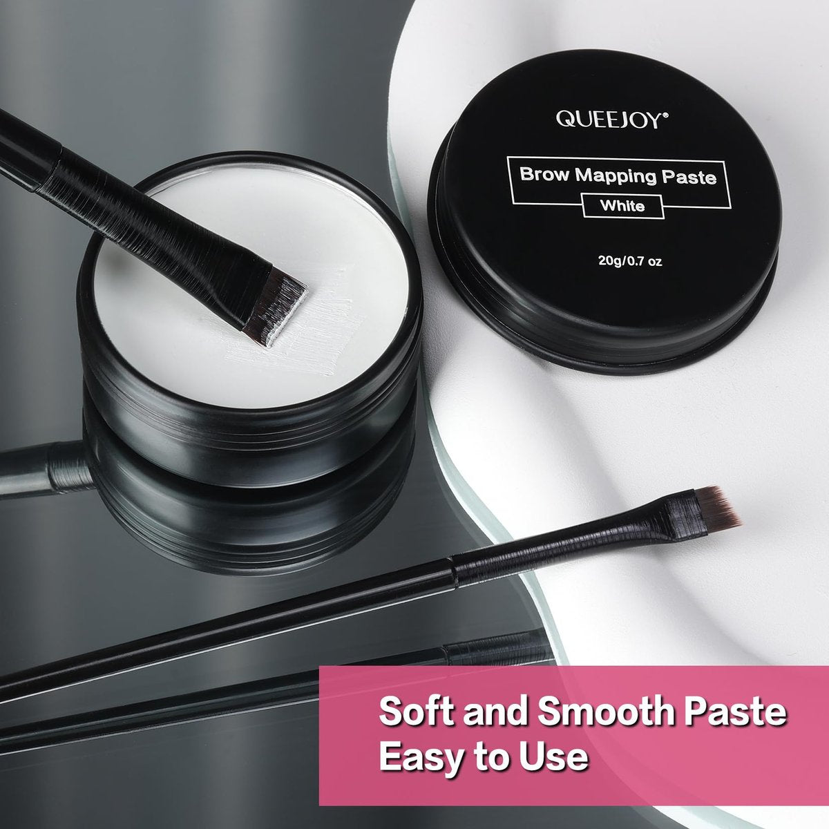 QUEEJOY 20g White Brow Mapping Paste & 2pcs Eyebrow Brush Set – Brow Contour & Lip Shape Positioning Tool for Flawless Eyebrows and Lips - görsel 11