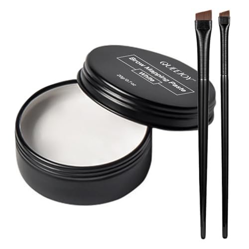 QUEEJOY 20g White Brow Mapping Paste & 2pcs Eyebrow Brush Set – Brow Contour & Lip Shape Positioning Tool for Flawless Eyebrows and Lips - görsel 2