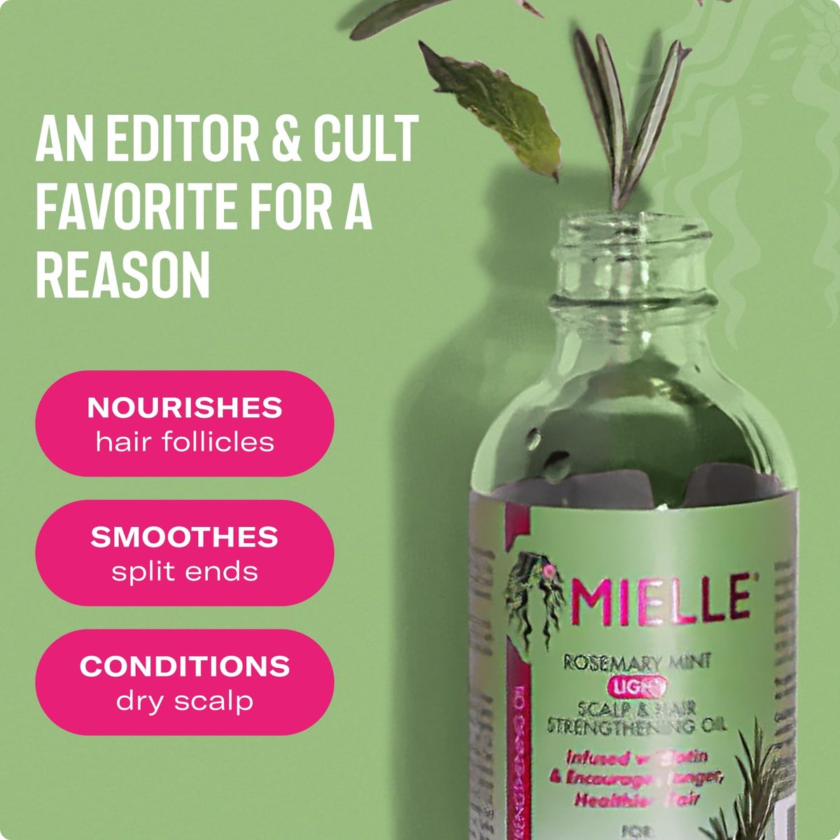 Mielle Organics Rosemary & Mint Light Hair Oil - Split Ends & Dry Scalp Treatment with Biotin & Essential Oils, 2 Oz - görsel 6