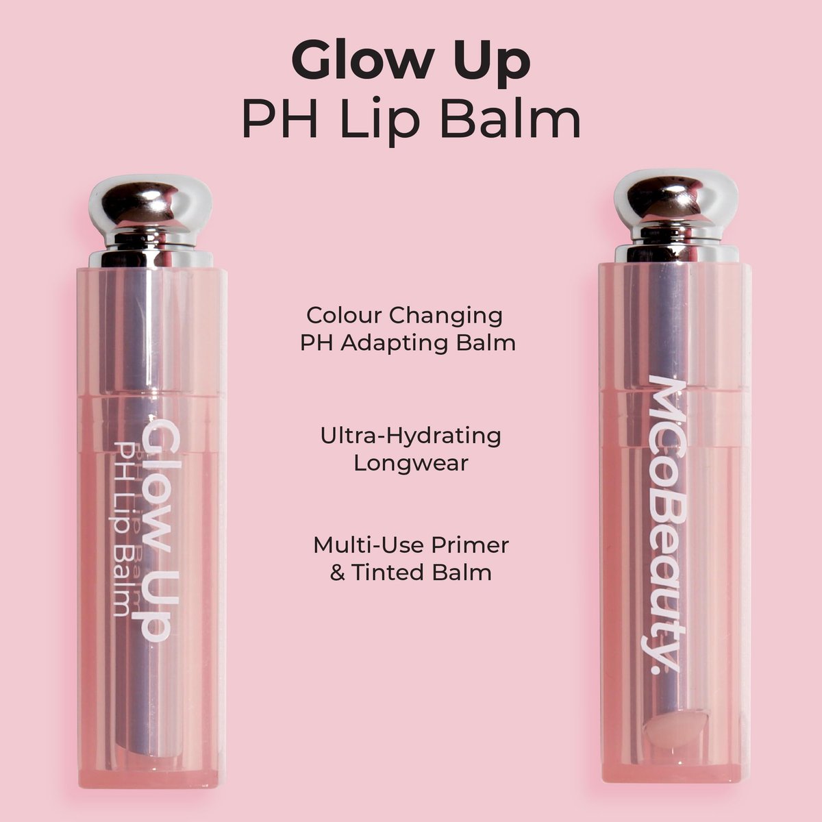 MCoBeauty Glow Up pH Lip Balm – Color Changing Tinted Lip Care with Sheer Pink Tint, Hydrating Moisturizer for Dry Lips, Glossy Buildable Finish, Vegan & Cruelty Free Lip Treatment (3g) Avelisse
