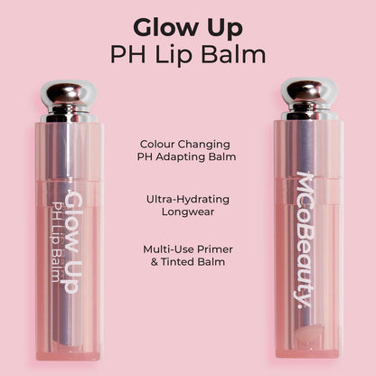MCoBeauty Glow Up pH Lip Balm – Color Changing Tinted Lip Care with Sheer Pink Tint, Hydrating Moisturizer for Dry Lips, Glossy Buildable Finish, Vegan & Cruelty Free Lip Treatment (3g) Avelisse