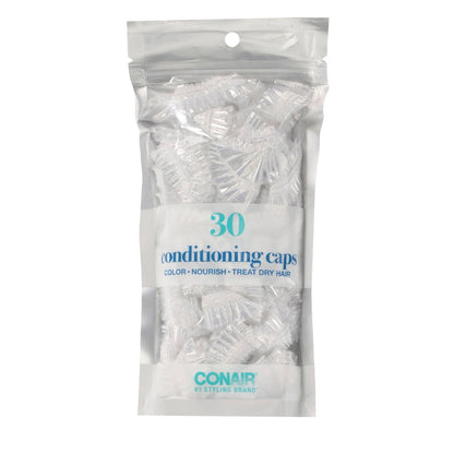 Conair Disposable Clear Shower Caps for Hair Treatments – 30-Pack, Full-Size Plastic Caps for Deep Conditioning, Coloring & Moisturizing