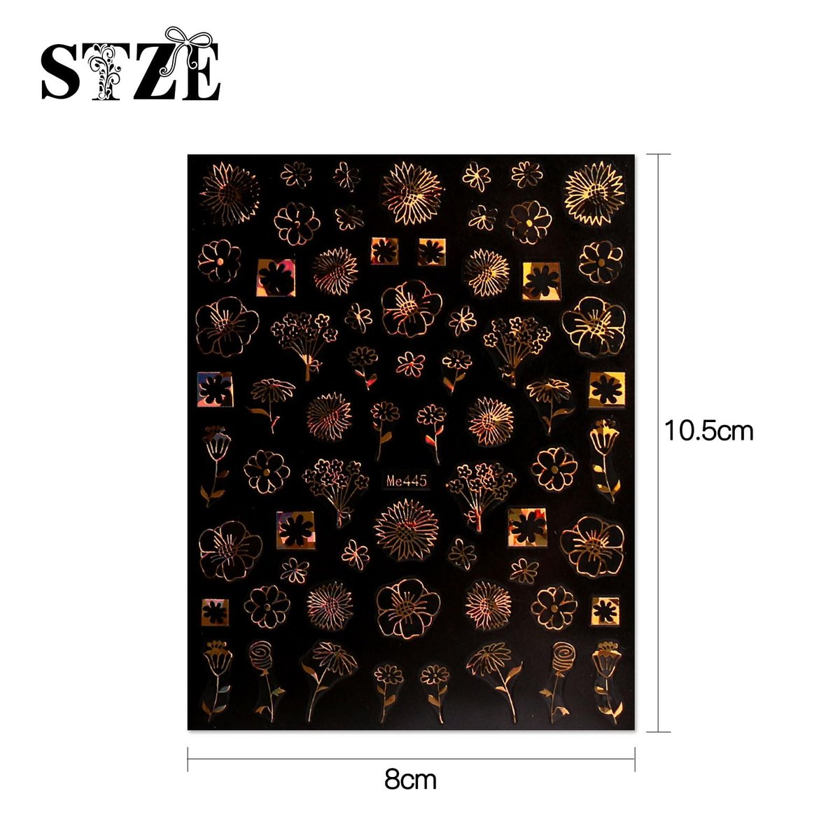 12 Sheets Floral Gold Nail Art Stickers - Spring Summer Self-Adhesive Nail Decals - görsel 13