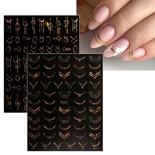 12 Sheets Floral Gold Nail Art Stickers - Spring Summer Self-Adhesive Nail Decals - görsel 8