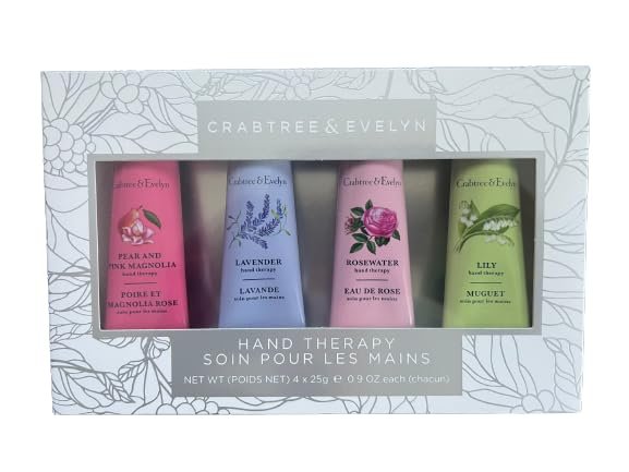 Crabtree & Evelyn 4-Piece Hand Therapy Set: Rosewater, Lavender, Lily, Pear & Pink Magnolia (0.9 oz each) - görsel 1