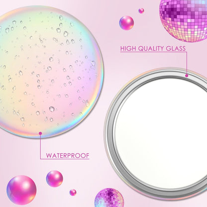 Qunclay 12-Pack 2.76" Compact Mirror Bulk Gift Set - Holographic Iridescent Mini Pocket Mirror for Purse, Travel, Party Favors, Goody Bag Stuffers Avelisse
