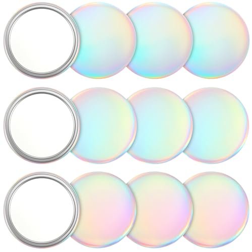Qunclay 12-Pack 2.76" Compact Mirror Bulk Gift Set - Holographic Iridescent Mini Pocket Mirror for Purse, Travel, Party Favors, Goody Bag Stuffers Avelisse