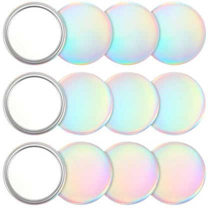 Qunclay 12-Pack 2.76" Compact Mirror Bulk Gift Set - Holographic Iridescent Mini Pocket Mirror for Purse, Travel, Party Favors, Goody Bag Stuffers Avelisse