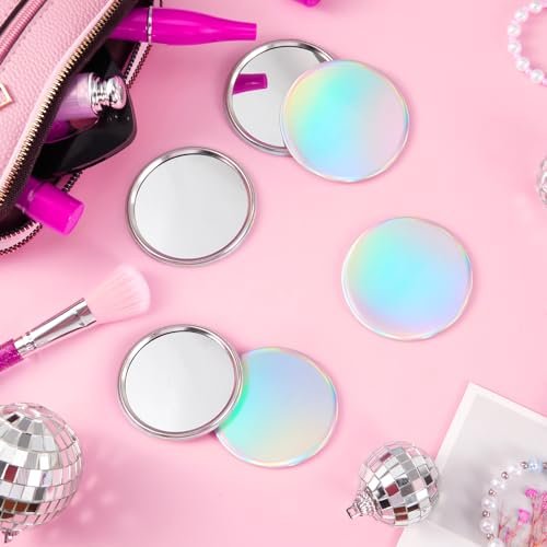 Qunclay 12-Pack 2.76" Compact Mirror Bulk Gift Set - Holographic Iridescent Mini Pocket Mirror for Purse, Travel, Party Favors, Goody Bag Stuffers Avelisse