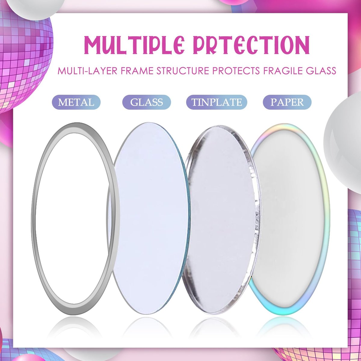Qunclay 12-Pack 2.76" Compact Mirror Bulk Gift Set - Holographic Iridescent Mini Pocket Mirror for Purse, Travel, Party Favors, Goody Bag Stuffers Avelisse