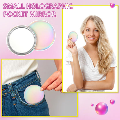 Qunclay 12-Pack 2.76" Compact Mirror Bulk Gift Set - Holographic Iridescent Mini Pocket Mirror for Purse, Travel, Party Favors, Goody Bag Stuffers Avelisse