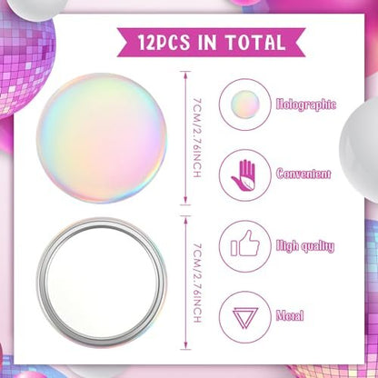 Qunclay 12-Pack 2.76" Compact Mirror Bulk Gift Set - Holographic Iridescent Mini Pocket Mirror for Purse, Travel, Party Favors, Goody Bag Stuffers Avelisse
