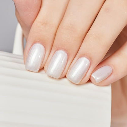 MEMEDA Pearl White Glitter Gel Polish - 8ML Shimmer Mermaid Nail Gel, Soak Off UV Gel for Salon & Home DIY Manicure