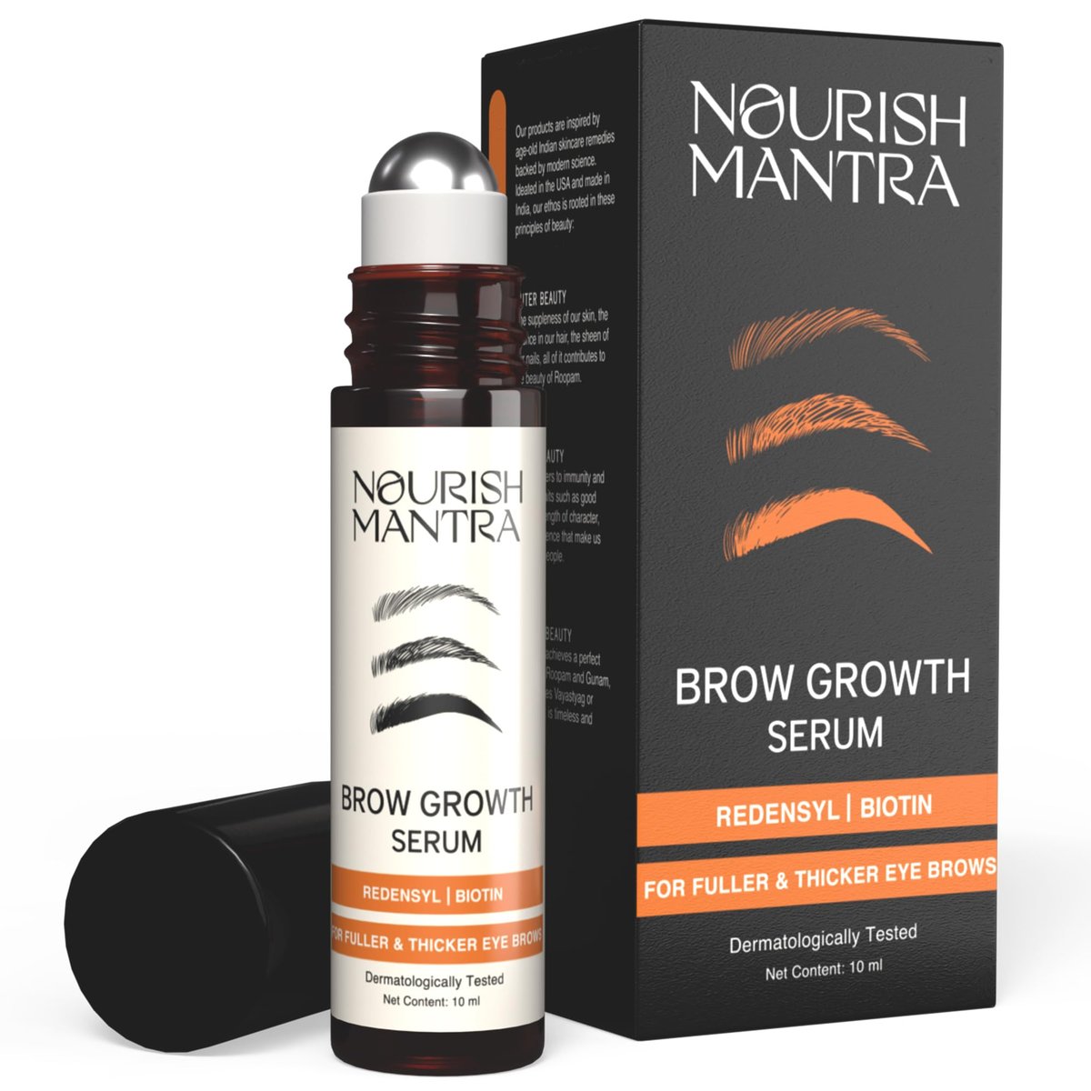 Nourish Mantra Eyebrow Growth Serum – Boost Regrowth for Longer, Thicker, Fuller-Looking Brows with Redensyl, Biotin & Peptides (10 ml) Avelisse