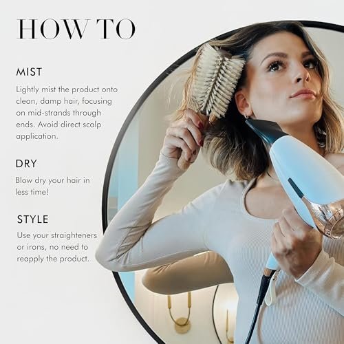 Goldie Locks Blow Dry Spray - 450°F Heat Protection & Frizz Control - Hydrating Blow Dry Mist with Style Memory - Safe for Extensions & Color-Treated Hair - Protein-Free - 4 fl oz Avelisse