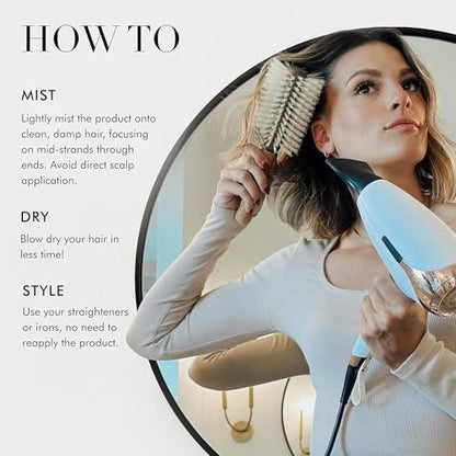 Goldie Locks Blow Dry Spray - 450°F Heat Protection & Frizz Control - Hydrating Blow Dry Mist with Style Memory - Safe for Extensions & Color-Treated Hair - Protein-Free - 4 fl oz Avelisse