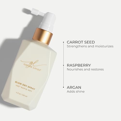 Goldie Locks Blow Dry Spray - 450°F Heat Protection & Frizz Control - Hydrating Blow Dry Mist with Style Memory - Safe for Extensions & Color-Treated Hair - Protein-Free - 4 fl oz Avelisse