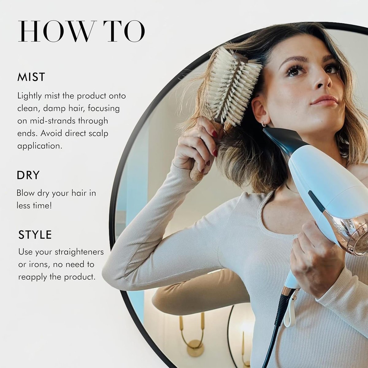 Goldie Locks Blow Dry Spray - 450°F Heat Protection & Frizz Control - Hydrating Blow Dry Mist with Style Memory - Safe for Extensions & Color-Treated Hair - Protein-Free - 4 fl oz Avelisse