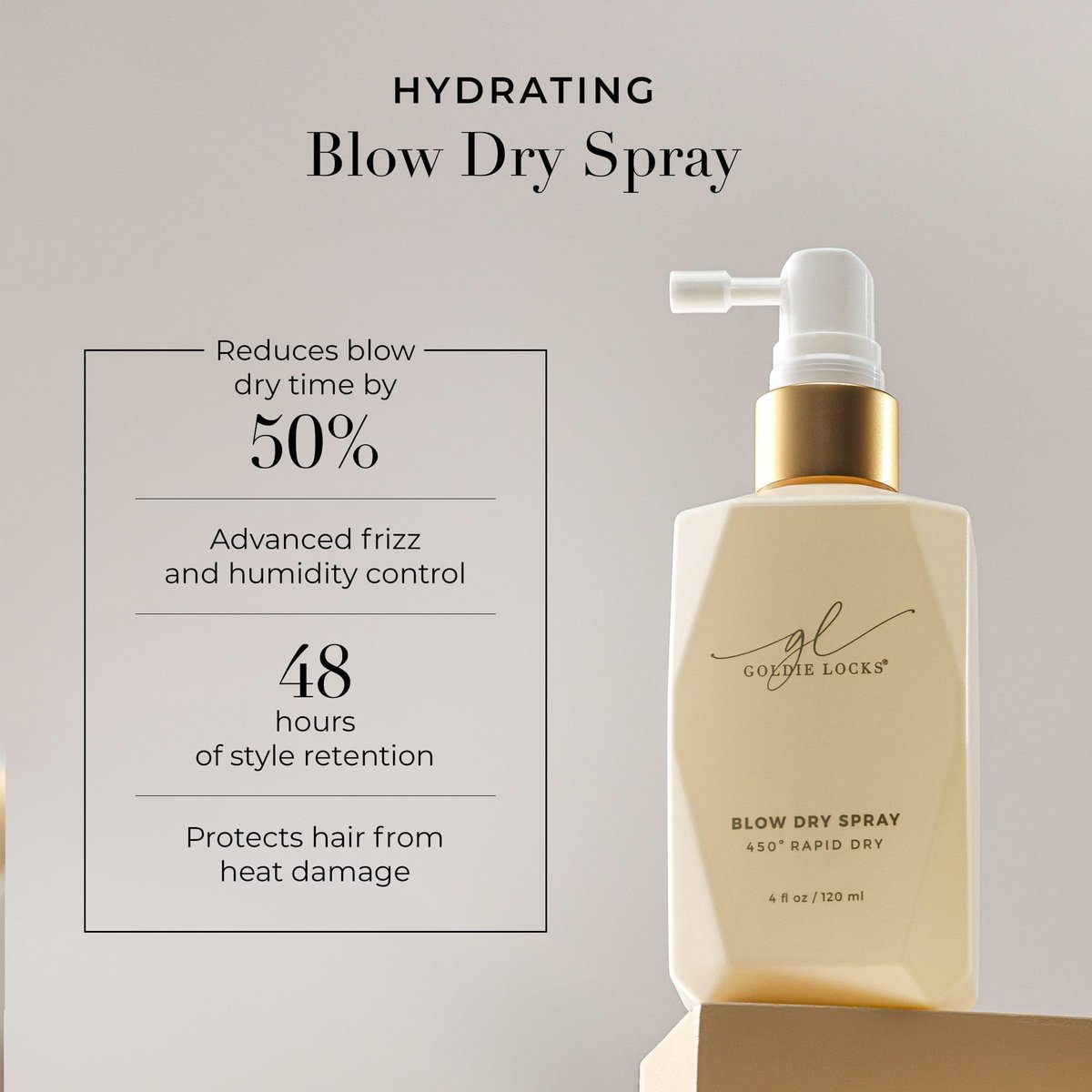 Goldie Locks Blow Dry Spray - 450°F Heat Protection & Frizz Control - Hydrating Blow Dry Mist with Style Memory - Safe for Extensions & Color-Treated Hair - Protein-Free - 4 fl oz Avelisse