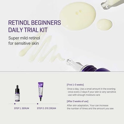 SOME BY MI Retinol Intense Trial Kit - 0.1% Retinol Serum & Eye Cream for Beginners | Korean Skincare Routine Avelisse