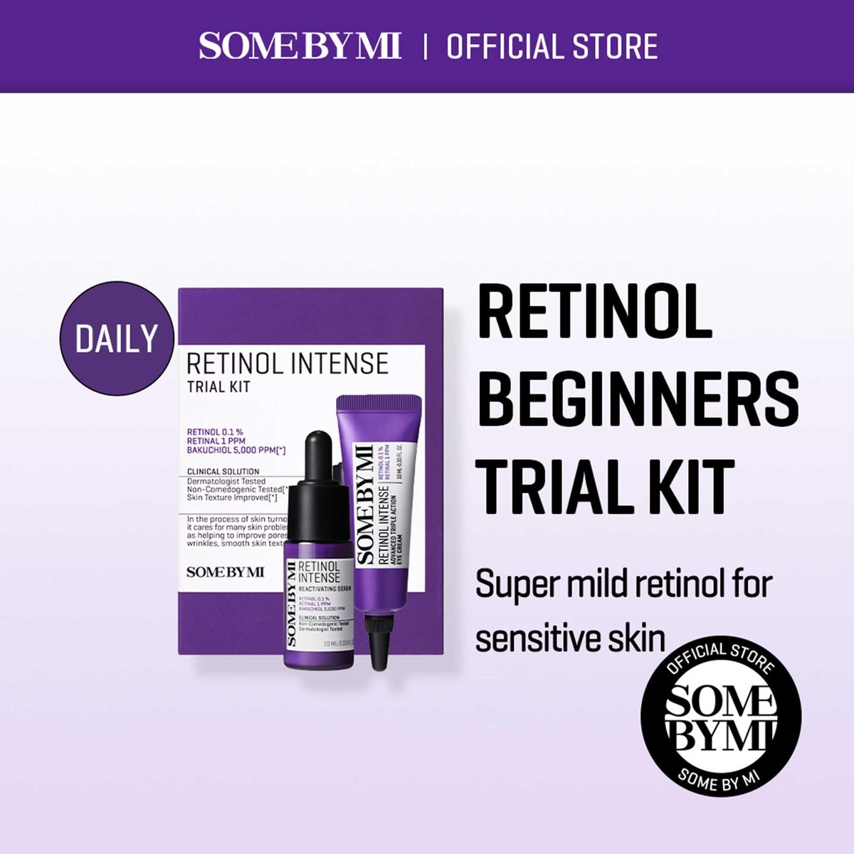 SOME BY MI Retinol Intense Trial Kit - 0.1% Retinol Serum & Eye Cream for Beginners | Korean Skincare Routine Avelisse
