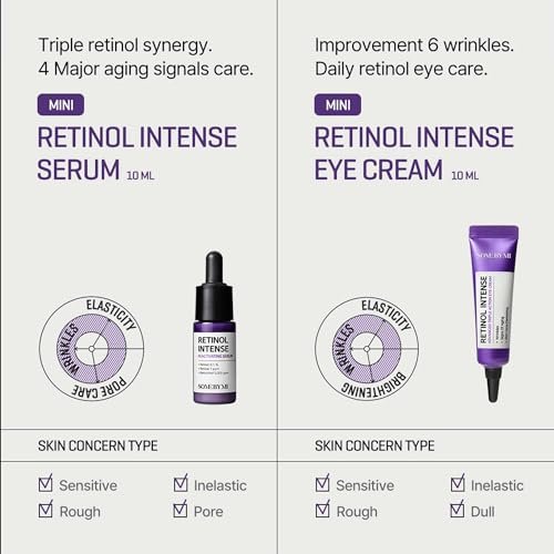 SOME BY MI Retinol Intense Trial Kit - 0.1% Retinol Serum & Eye Cream for Beginners | Korean Skincare Routine Avelisse