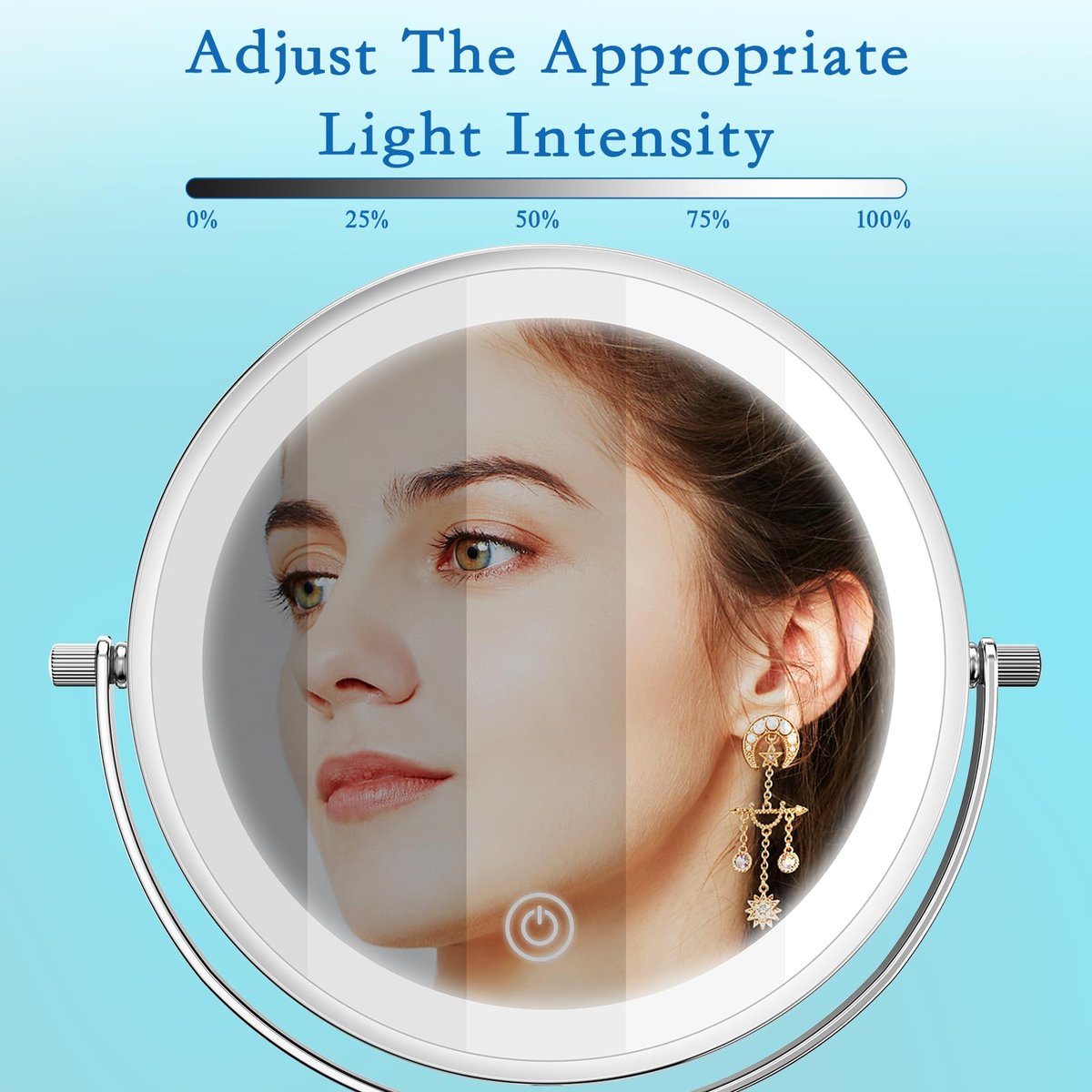 Niuphia Vanity Mirror with Lights 7" Rechargeable 1x/10x Lighted Makeup Mirror - Adjustable Height Double Sided Mirror with 360° Rotation Avelisse