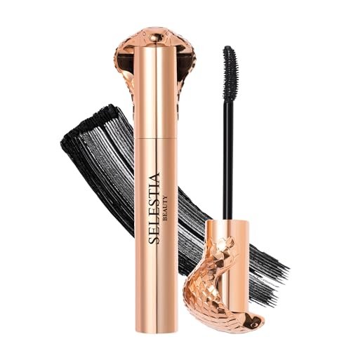 SELESTIA BEAUTY Black Mascara Queen Cobra – Volumizing, Curling, Lengthening – Soft Brush for Smooth Application – Long-Lasting & Weather-Proof – 0.34 fl.oz. – Made in Italy Avelisse