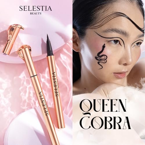 SELESTIA BEAUTY Queen Cobra Black Liquid Eyeliner Pencil – Long-Lasting, Quick-Drying, No Flaking – Intense Color & Thin Applicator - görsel 10