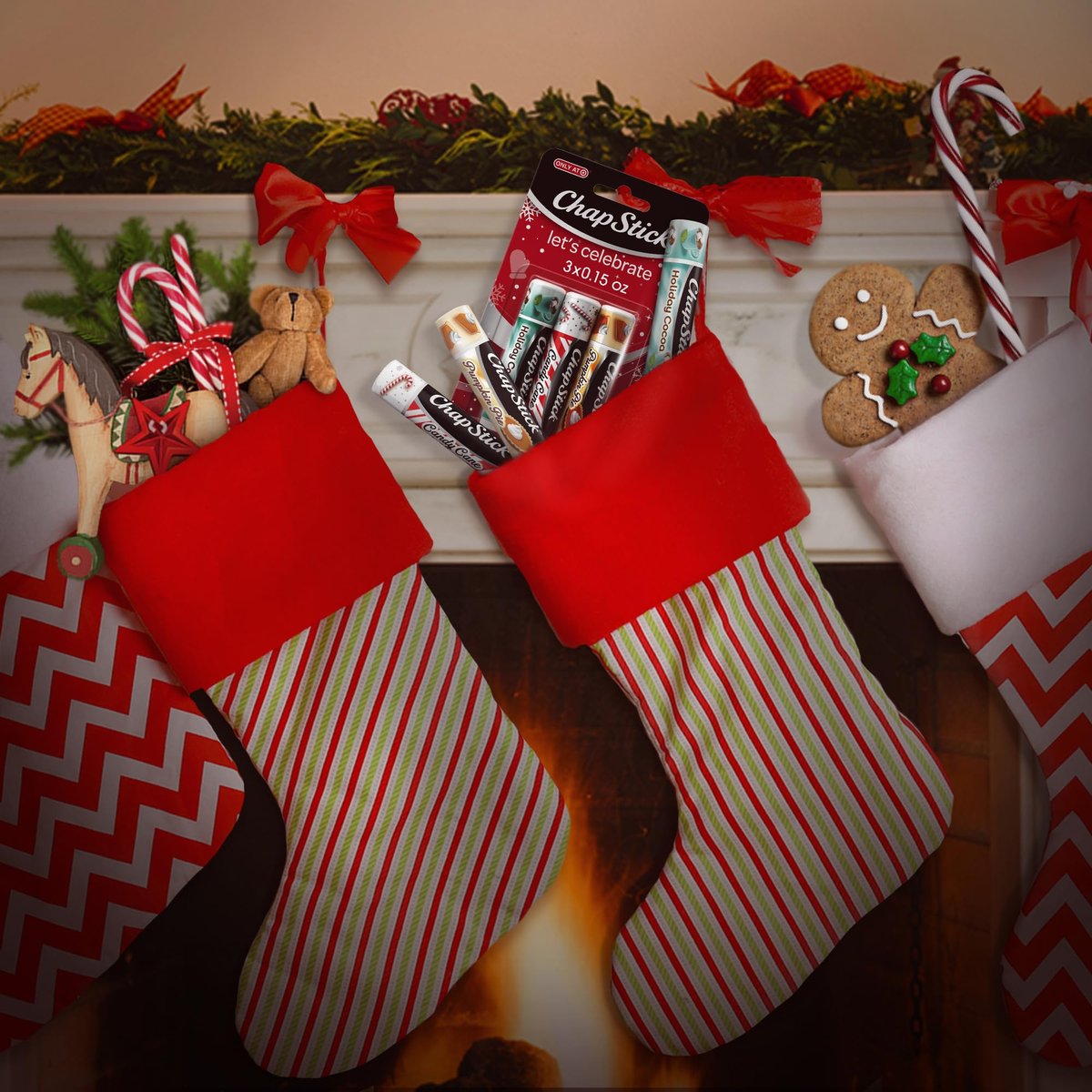 ChapStick Holiday Hot Chocolate, Candy Cane, and Sugar Cookie Lip Balm 3-Pack (0.15 oz each) Avelisse