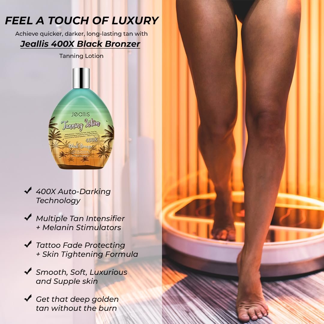 Jeallis Extreme Dark Tanning Lotion Accelerator for Indoor & Outdoor Use with Bronzer - DHA Free - 13.5 oz Avelisse