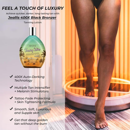 Jeallis Extreme Dark Tanning Lotion Accelerator for Indoor & Outdoor Use with Bronzer - DHA Free - 13.5 oz Avelisse