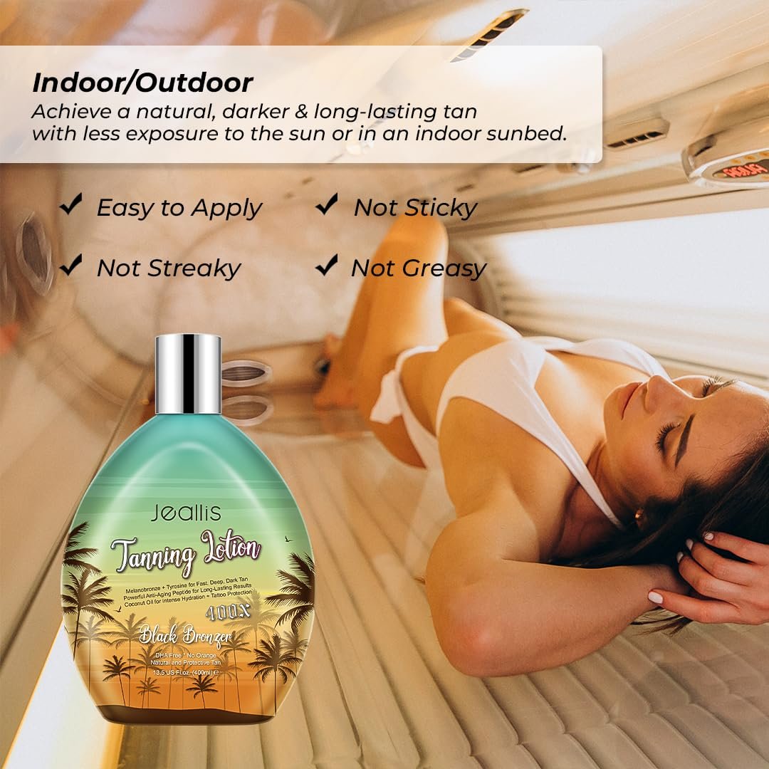 Jeallis Extreme Dark Tanning Lotion Accelerator for Indoor & Outdoor Use with Bronzer - DHA Free - 13.5 oz Avelisse
